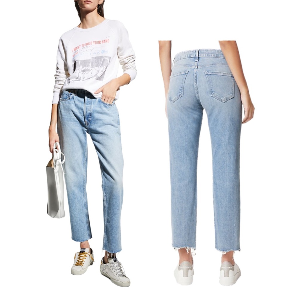 Austin Boyfriend Fit Denim Jeans with Unfinished Ankle Size 10